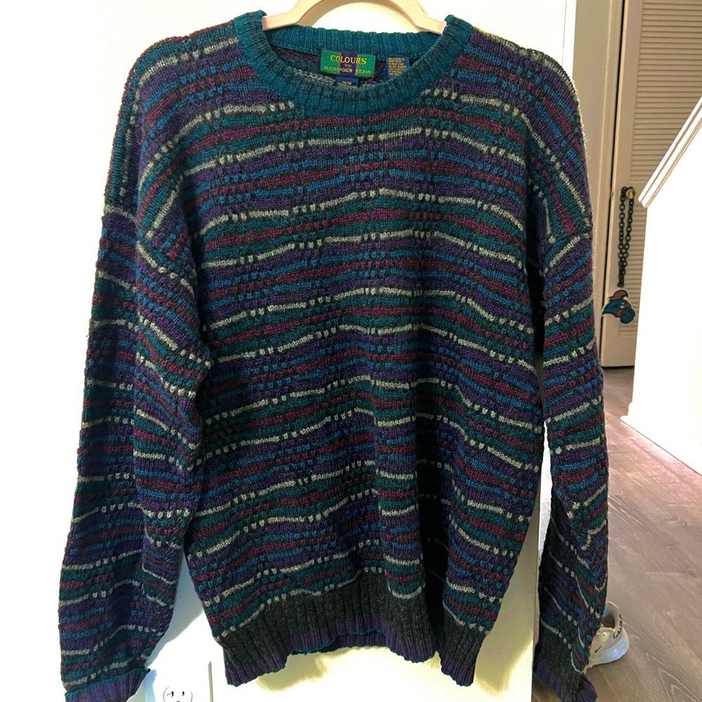 Alexander Julian Multicolor Striped Crewneck Sweater